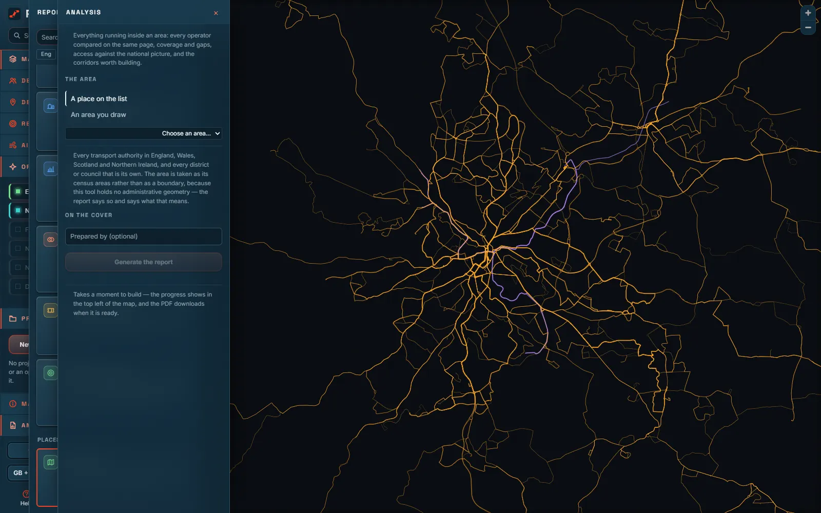 The list of PaxCast reports beside the map, with the form for a region report open.